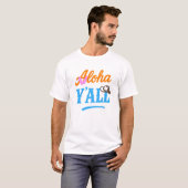 アロハY'all ハワイ テキサス カラフル 面白い Tシャツ (正面フル)