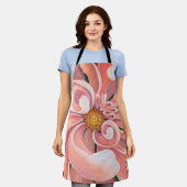 アロバープリントエプロンピーチダリア エプロン (着用した状態)