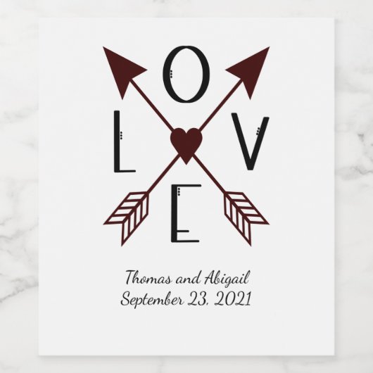 アロパーソナライズされたードの結婚記念日に愛 ワインラベル (シングルラベル)