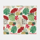 アロホホホハハワイアントロピカルホリデー  フリースブランケット (正面(横))