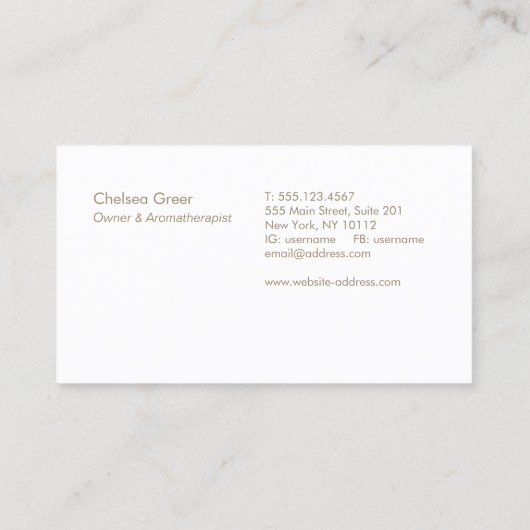 アロマセラピーアロマセラピスト必須油 名刺 (裏面)