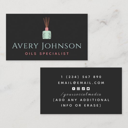 アロマセラピーエッセンシャル油ディフューザーソーシャルメディア 名刺 (正面/裏面)