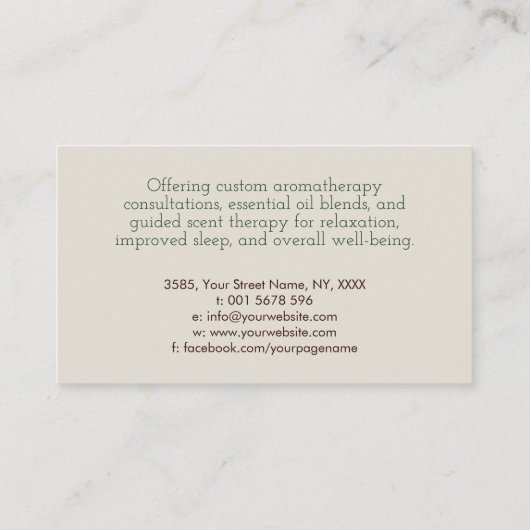 アロマセラピープラクティショナーラインアートイラストレーション 名刺 (裏面)