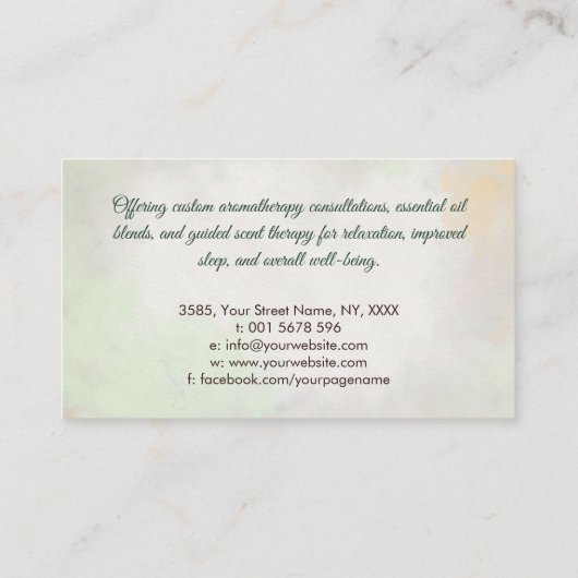 アロマセラピープラクティショナー水彩イラストレーション 名刺 (裏面)
