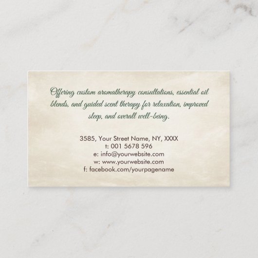 アロマセラピープラクティショナー水彩イラストレーション 名刺 (裏面)