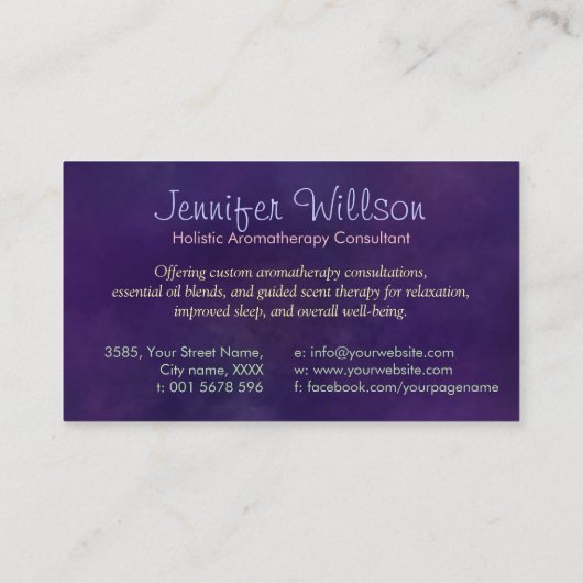 アロマセラピー実践においセラピー水彩 名刺 (裏面)