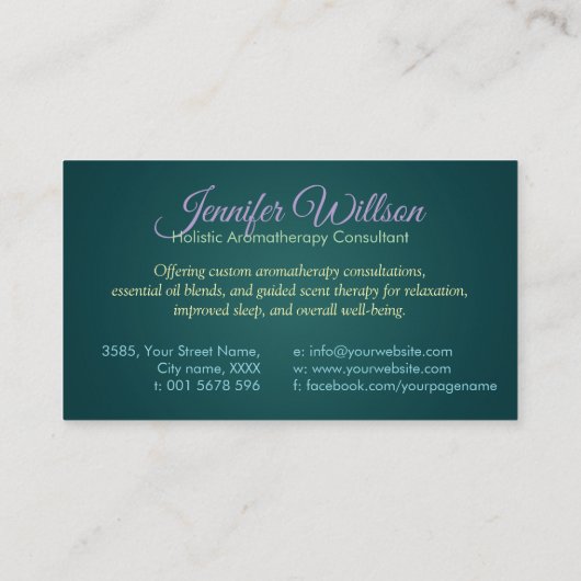 アロマセラピー実践の香りセラピー 名刺 (裏面)
