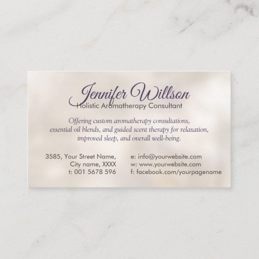 アロマセラピー実践の香りセラピー 名刺 (裏面)