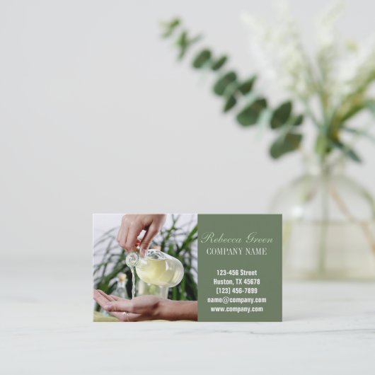 アロマセラピー必須油美しいスパマッサージ 名刺 (スタンド正面)