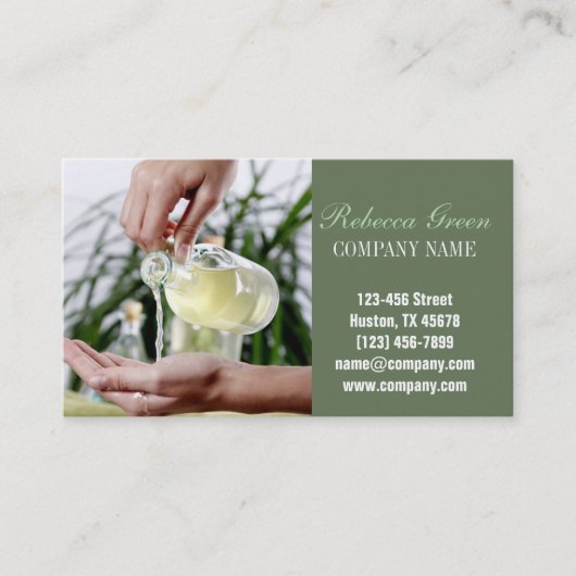 アロマセラピー必須油美しいスパマッサージ 名刺 (正面)