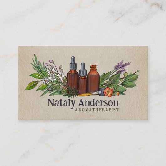 アロマセラピー油と植物 名刺 (正面)