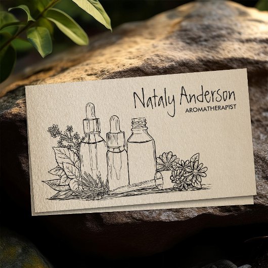 アロマセラピー油鉛筆スケッチ 名刺