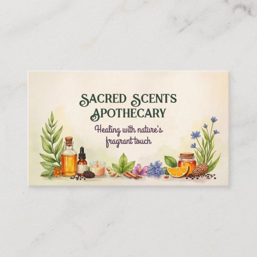 アロマセラピー練習水彩イラストレーション 名刺 (正面)