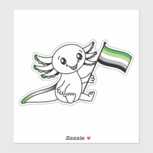アロマティックなアロ付きカワイアキソロトルプライド国旗LGBTQ+ シール