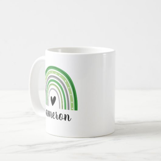 アロマティックパーソナライズされたレインボー コーヒーマグカップ (正面左)