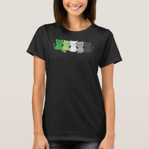 アロマティック国旗ノンバイナリプライドLGBTQネコAromant Tシャツ