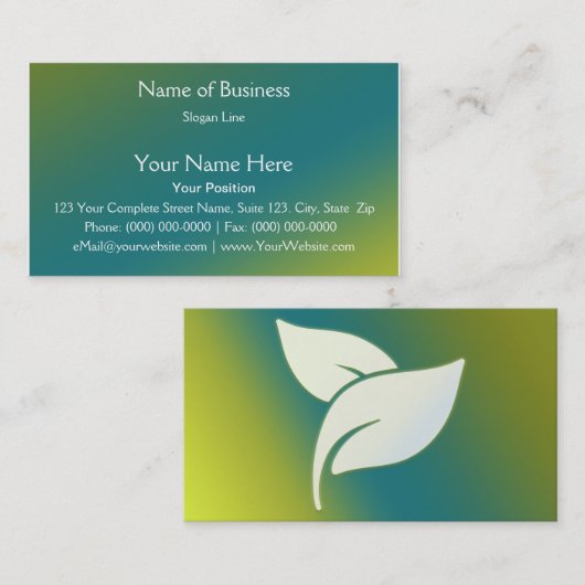 アロマ離れセラピー（緑と青のグラデーション） 名刺 (正面/裏面)