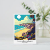 アロヨバロビーチカリフォルニアトラベルイラストレーション ポストカード (スタンド正面)