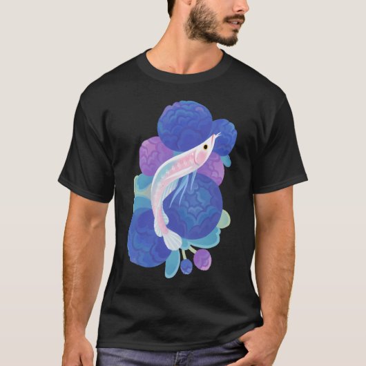 アロワナと牡丹 Tシャツ (正面)