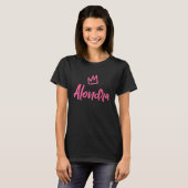 アロンという女性のための女王ピンククラウンのアロンドラ Tシャツ (正面フル)