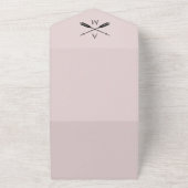 アローとモノグラムのウェディング | ピンク オールインワン招待状 (外側)