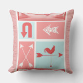 アローアーバンファームアクアレッドロースターカラーブロック クッション (正面)