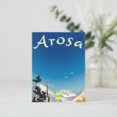 アローザの山々、夏の野原 ポストカード (スタンド正面)