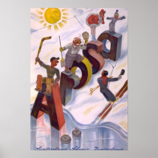 アローザスイストラベルヴィンテージアートプリント ポスター (正面)