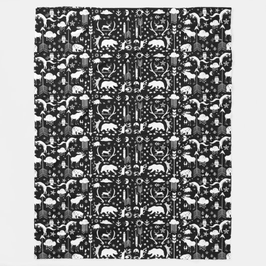 アローズロケット動物トラックベアーシカキツネフクロムーン フリースブランケット (正面)