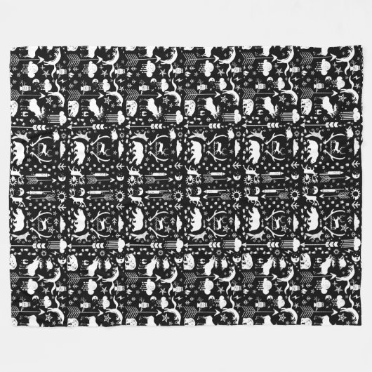 アローズロケット動物トラックベアーシカキツネフクロムーン フリースブランケット (正面(横))