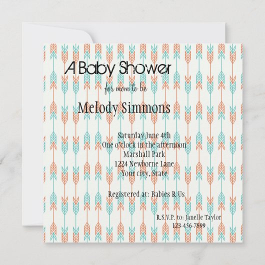 アローズ赤ちゃんシャワー 招待状 (裏面)