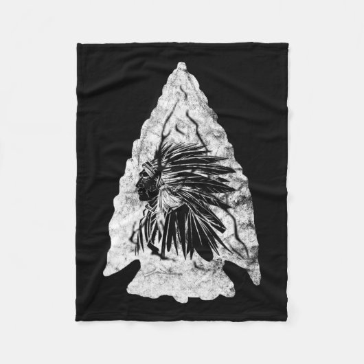 アロードハンターインディアンチーフリリック狩り先住民 フリースブランケット (正面)