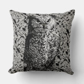 アローパターン新生児ボーイズルームイエローグレーフクロウ クッション (正面)