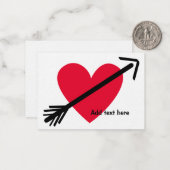 アローパーソナライズされたバレンタインデーの赤いハート ノートカード (正面/裏面インサイチュ)