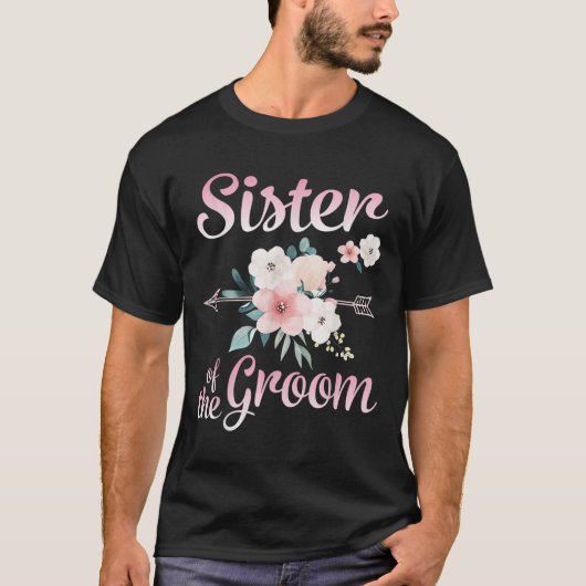 アローフラワーハッピーシスター新郎新婦フスバ Tシャツ (正面)