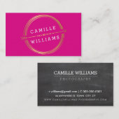 アローモダンロゴ金ゴールド箔素朴な手描きピンク 名刺 (正面/裏面)