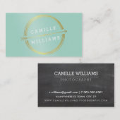 アローモダンロゴ金ゴールド箔素朴な手描きミント 名刺 (正面/裏面)