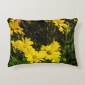 アローリーフバルサムルートイエローワイルドフラワー抽象芸術 アクセントクッション (正面)