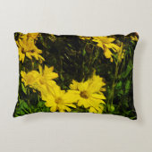 アローリーフバルサムルートイエローワイルドフラワー抽象芸術 アクセントクッション (裏面)