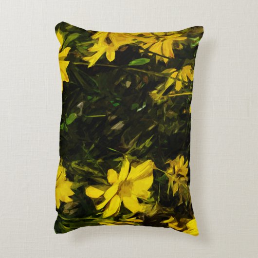アローリーフバルサムルートイエローワイルドフラワー抽象芸術 アクセントクッション (裏面(縦))