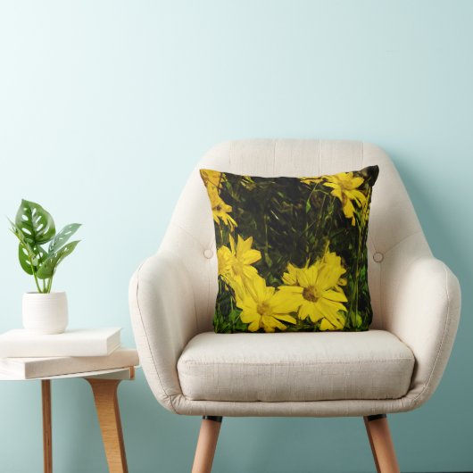 アローリーフバルサムルートイエローワイルドフラワー抽象芸術 クッション (椅子)