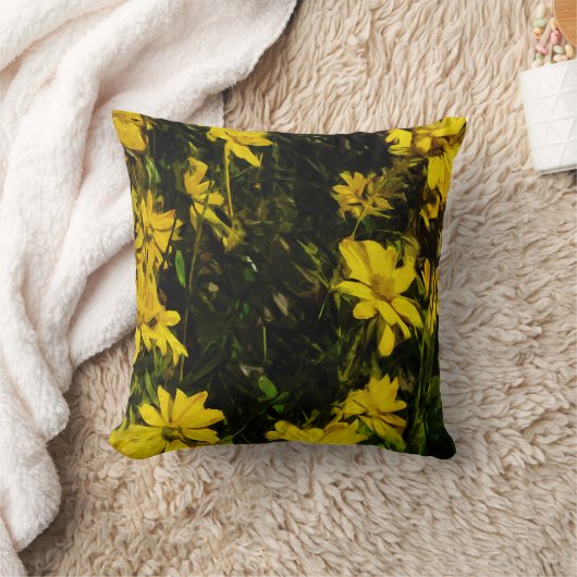 アローリーフバルサムルートイエローワイルドフラワー抽象芸術 クッション (ブランケット)