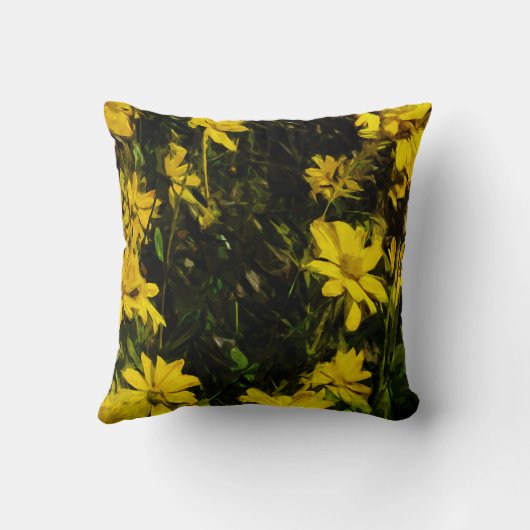 アローリーフバルサムルートイエローワイルドフラワー抽象芸術 クッション (裏面)