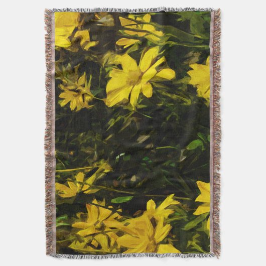 アローリーフバルサムルートイエローワイルドフラワー抽象芸術 スローブランケット (正面縦)