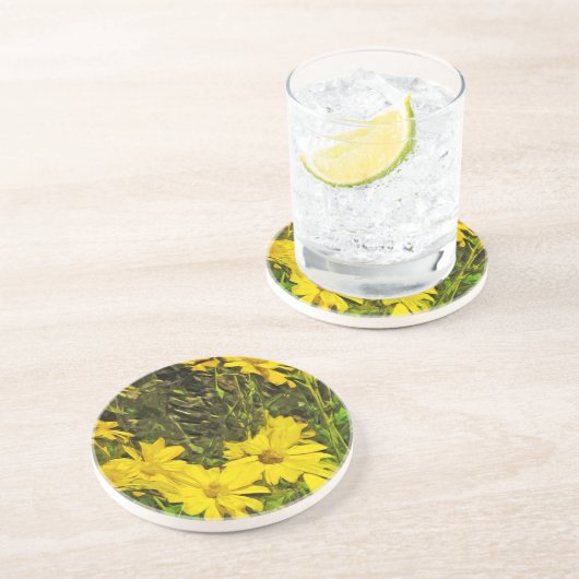 アローリーフバルサムルートフラワー抽象芸術印象派 コースター (側面)