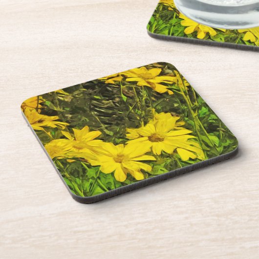 アローリーフバルサムルートフラワー抽象芸術印象派 コースター (左側)