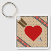 アローロマンチックなバレンタインパターンのキューピッドハート キーホルダー (正面)