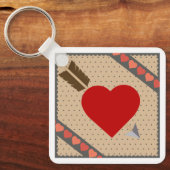 アローロマンチックなバレンタインパターンのキューピッドハート キーホルダー (正面)