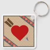 アローロマンチックなバレンタインパターンのキューピッドハート キーホルダー (裏面)
