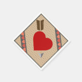 アローロマンチックなバレンタインパターンのキューピッドハート スタンダードカクテルナプキン (角)